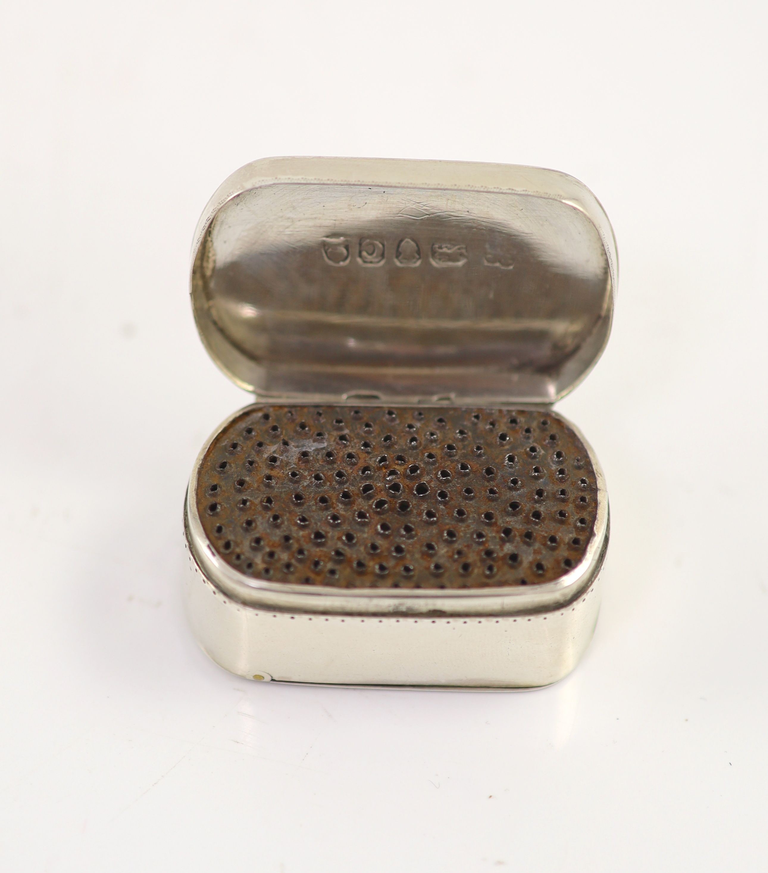 A George III silver oval nutmeg grater, by Thomas Phipps and Edward Robinson